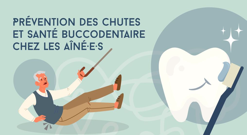Ainé qui tombe + un visuel de dent à droite