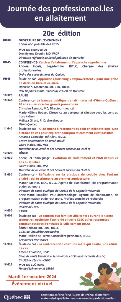 Horaire de la programmation 2024
