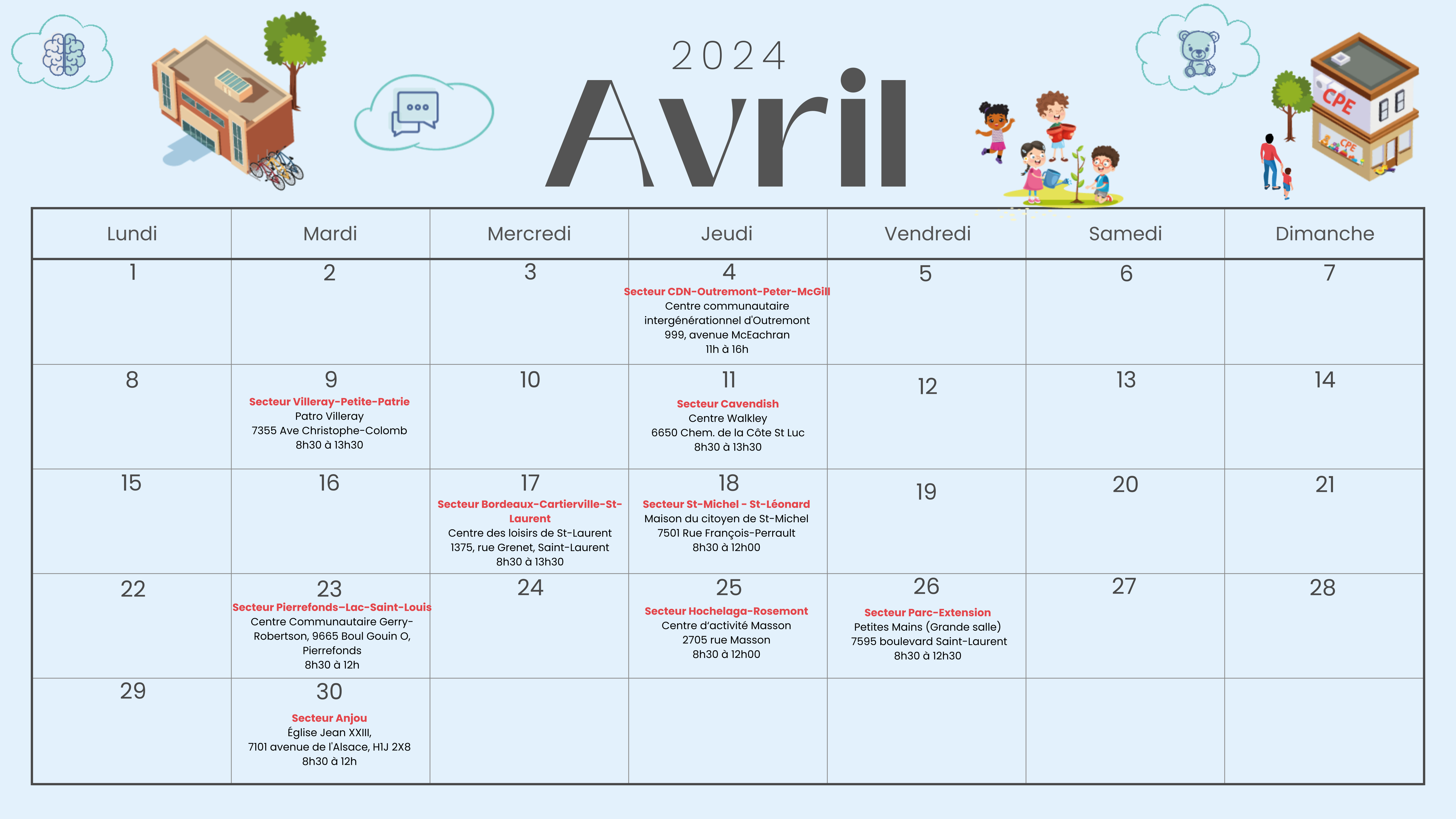 calendrier avril 2024